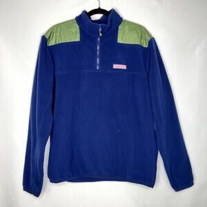 Vineyard Vines Mens Jacket Fleece Pullover Blue Green Long Sleeve Size Medium